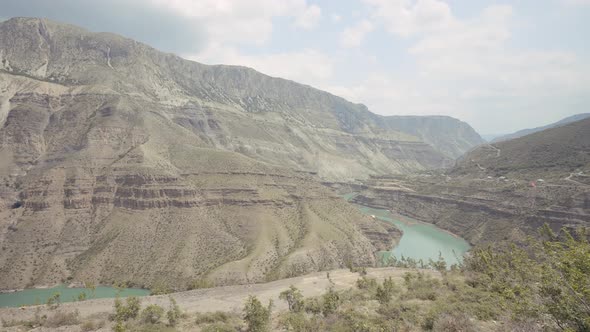 Curving beautiful river and a picturesque valley