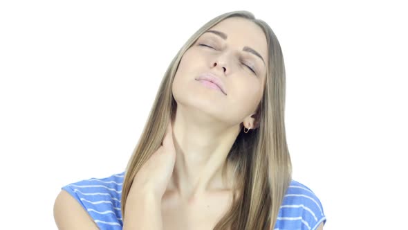 Neck pain, Woman Suffering from Pain in Neck