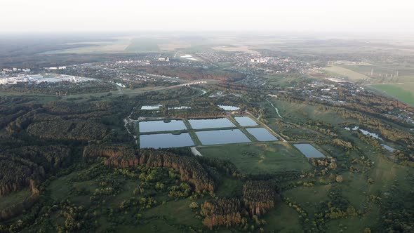 Aerial View Retention Basins Wet Pond Wet Detention Basin Or Stormwater Management Pond Is An