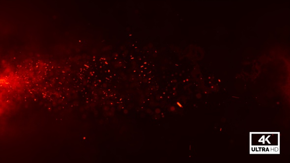 Slowly Flying Fire Particles Embers Video Footage 4K Background V3