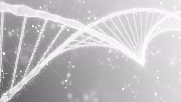 Genetic research of DNA strand in biochemistry laboratory on white background 4k alt