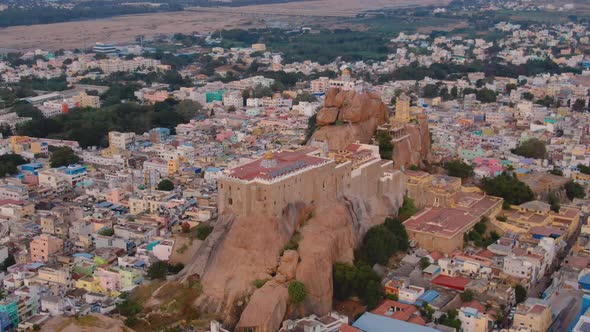 Rock fort in Trichy, India, 4k aerial footage