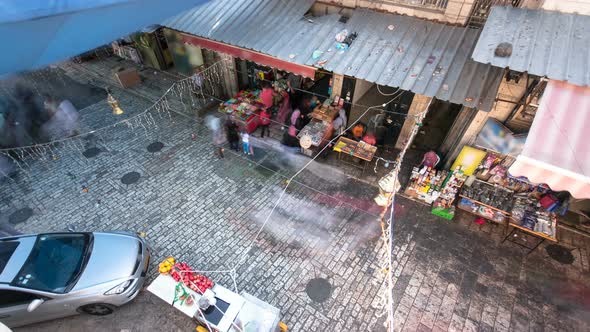 People Walking in the Market of the Old City Jerusalem Timelapse