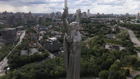 Kyiv, Ukraine: Aerial View of the Motherland Monument.