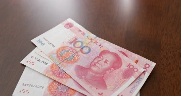 Counting Chinese RMB banknote