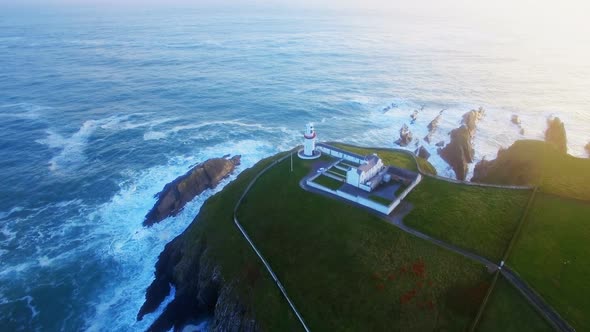 Aerial of west cork lighthouse