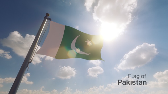 Pakistan Flag on a Flagpole V2