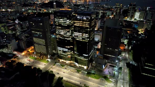 Corporate buildings at Chile Avenue at downtown Rio de Janeiro Brazil.