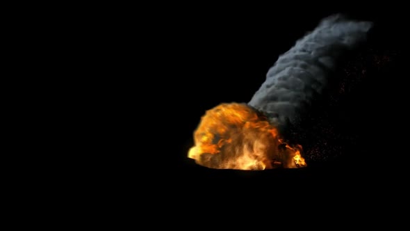 Falling Meteorite And A Burning Piece Of Lava   Explosion alt