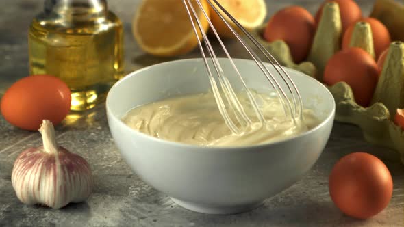 Super Slow Motion Cooking Homemade Mayonnaise