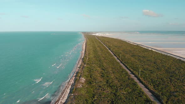 Aerial View on Nature Landscape Tropical Beach Mexico