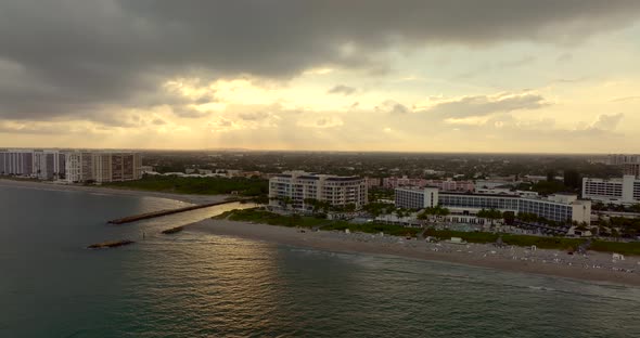 Aerial Video Sunset Over Boca Raton Inlet 4k