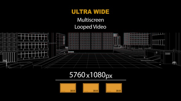 UltraWide HD Wireframe City Side 09
