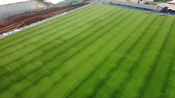 Aerial view of football training field 