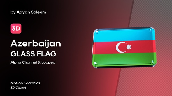 Azerbaijan Flag 3D Glass Badge
