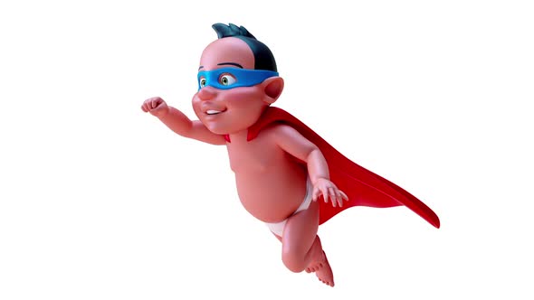 Fun 3D cartoon of a superhero indian baby alt