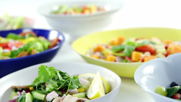 Variation of salads in bowl