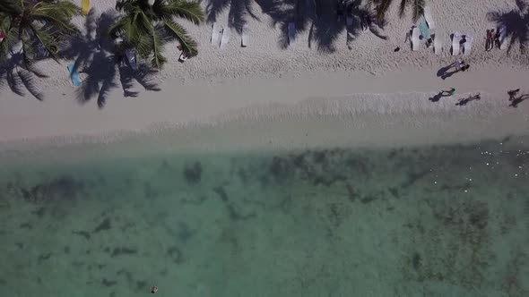 Cenital Drone Of Paradise Beach With Withe Sand In 60fps