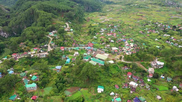 Aerial View Town of Sagada Located in the Mountainous Province of Philippines