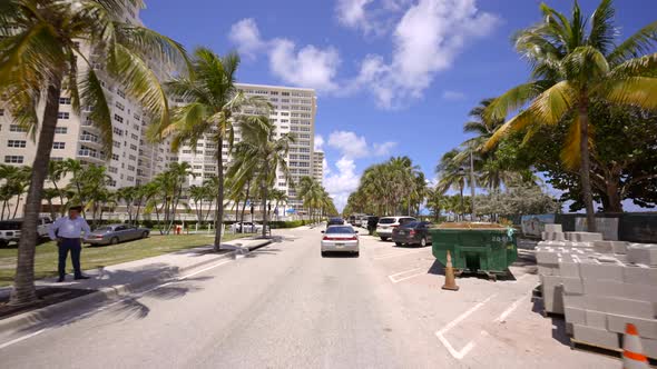 Driving Pov Looking For Parking Spot Pompano Beach Fl. 4k Gimbal Stabilized Motion Footage