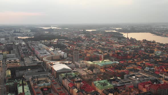 Aerial Panoramic View of Urban Neighbourhood on Sodermalm Island