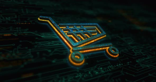 Shopping cart icon online commerce and business symbol digital concept