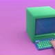 3d render, 3d motion. Computer with keyboard, mouse and hand on keys. - VideoHive Item for Sale