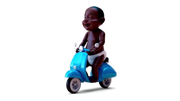 Fun 3D cartoon of a baby on a scooter