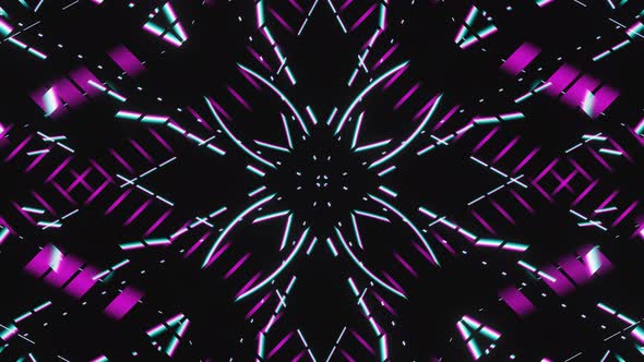 Blue and Purple Abstract Arrows and Flower Flashing Led Neon Vj Loop Animation