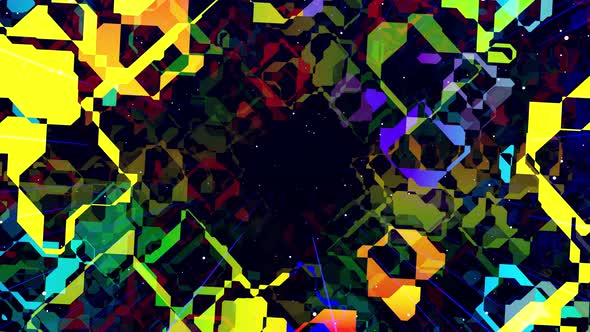 Motion Graphic Abstract Colorful Looped Bg Modern Art Fly in Art Space Multilayer Structure with