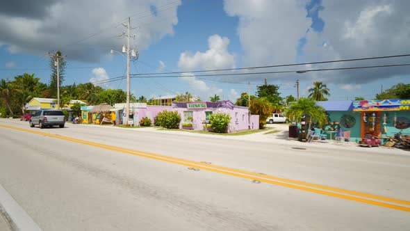 Ground Motion Footage Colorful Businesses Matlacha Florida