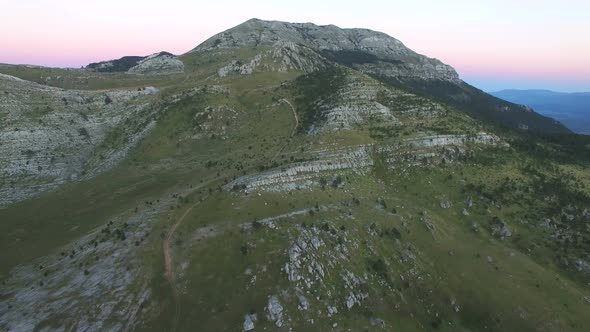 Flying above Dinara mountain highland