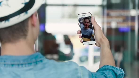 Video Call. Closeup Of Phone Screen With Video Chat