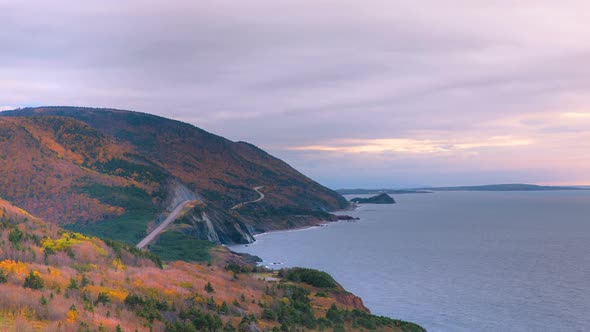 Timelapse of a perfect sunset on the Cape Breton Islands in the Autumn Season