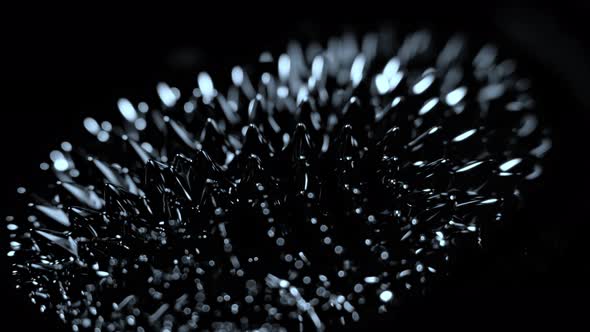 Super Slow Motion Macro Shot of Magnetic Liquid Ferrofluid in Motion at 1000Fps