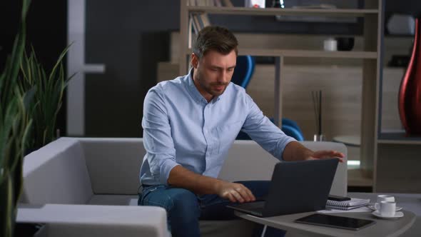 Executive Professional Call Conference Video Chat on Laptop Computer in Office