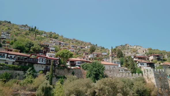 Houses on a Hill in the Historical Part of the Old City in Alanya