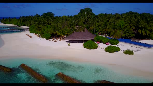 Aerial top view landscape of exotic sea view beach wildlife by blue water and white sand background 