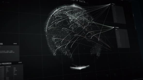 Futuristic Computer Program Following Cyber Hacker Activity On Digital World Map alt