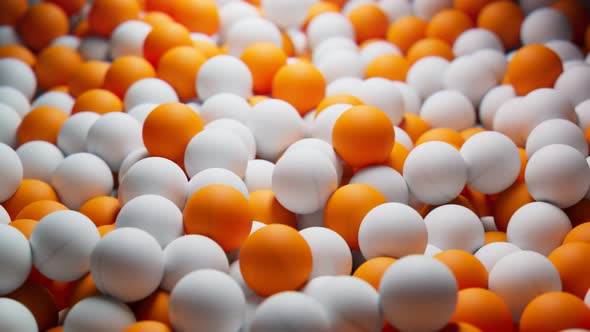 Seamless loop animation of endless suplly of ping pong balls. Table tennis balls