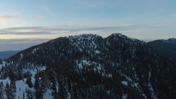 Aerial View of Hollyburn Mountain During Winter Sunset