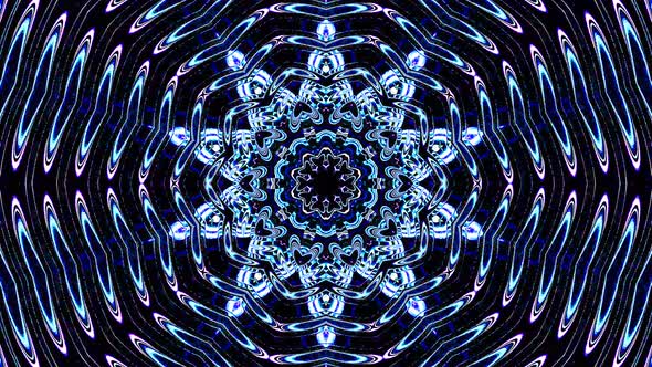 abstract blue swirling star circular line, black background