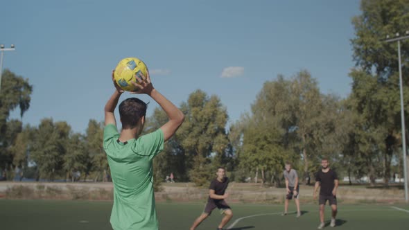 Footballer Returning Ball To Play, Doing Throw-in