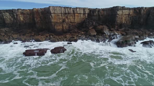 Atlantic Coast with Rock Cliffs and Waves