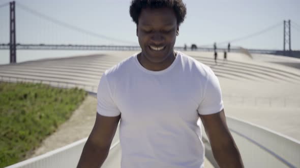 Closeup Shot of African American Man Skipping Rope Outdoor