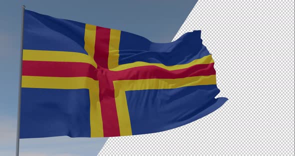 flag Aland Islands patriotism national freedom, seamless loop, alpha channel