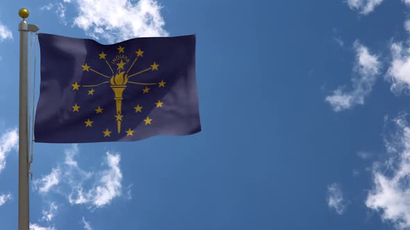 Indiana State Flag Usa On Flagpole