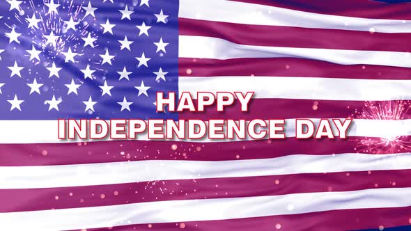 4th of July Independence day greeting animated background with american flag
