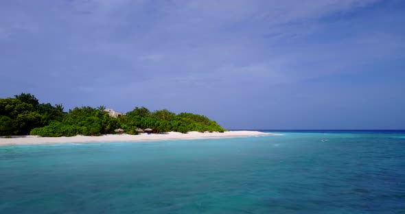 Natural aerial travel shot of a summer white paradise sand beach and blue sea background in high res