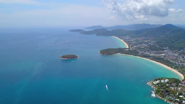 Aerial view of Phi Phi, Maya beach with Andaman sea in Phuket.Thailand